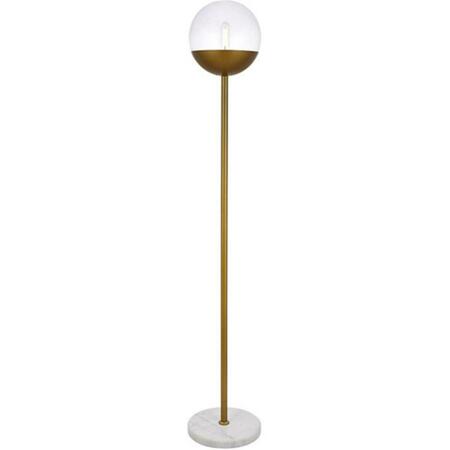CLING 62 in. Eclipse 1 Light Floor Lamp Portable Light with Clear Glass, Brass CL3478680